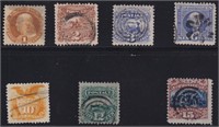 US Stamps #112-117, 119 Used 1869, CV $881