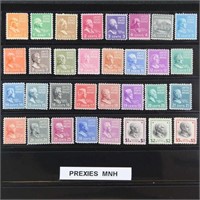 US Stamps #803-834 Mint NH Prexies, CV $130.85