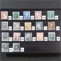 US Stamps #26-98 Used Classics, CV $2000+