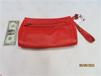 Unused COACH Reddish 10" Leather Clutch Handbag