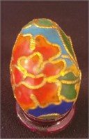 2" Vintage Mini Cloisonne Egg w/ stand 1950s