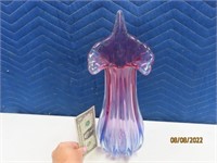 Beautiful 16" Pink/Blue Art Glass Vase Thick~Heavy