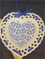 8" Heart Blue/White Decor Plate