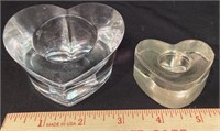 Glass Heart Candle Holders
