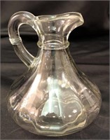 Vtg. Clear Cut Glass Oil/Vinegar Smooth Bottle