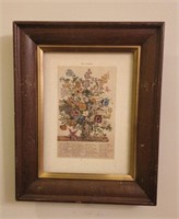 November flower print in antique frame