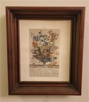 April flower print in antique frame