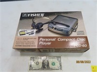 Vtg Unused FISHER PCD60 Personal CD Player Electnc