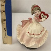 Vintage Lefton Valentine Girl Figurine Music Box