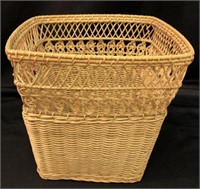 Wicker waste basket 11" wide, 10” tall