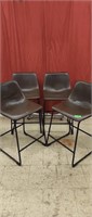 Set of 4 Leather Bar Chairs