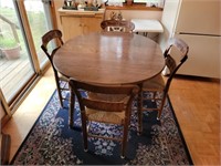 VTG FORMICA TOP DOUBLE DROP LEAF TABLE, 4 CHAIRS
