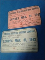 Dated 1943-47 SEASHORE ELEC. RLWY. INSPECTOR PASS