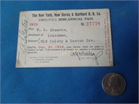 Dated 1913 - NYNH&H Trainman's Pass