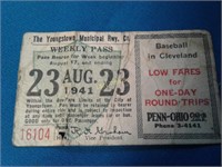 Dated 1941, Youngstown Mun. Rlwy. Baseball Pass