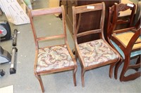 Pair of wooden padded chairs