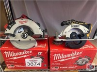 Milwaukee, DeWalt lot of (4 pcs) circular saws