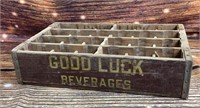 Vintage good luck beverage wood soda crate