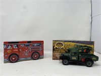 Lot of fire truck coin bank and dodge power wagon