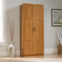Sauder- Tall Storage Cabinet, Highland Oak Finish