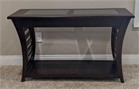 Dark Espresso Wood and Glass Sofa Table