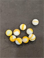 Group of Vintage White Yellow swirl marbles
