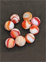 Group of Vintage Orange Red Swirl Marbles