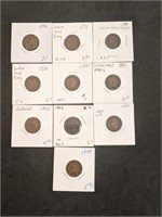 10 Indian Head Cents in 2x2s