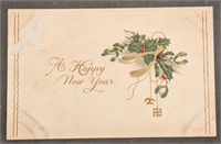 Rare Happy New Year Good Luck Swastika Postcard