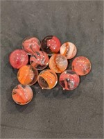 Group of Vintage Glass Red Orange Ribboncore
