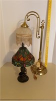 Stained Glass Dragonfly Lamp and Gold Beaded Lamp