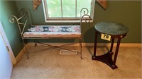 Marble Top Table and Upholstered Bench