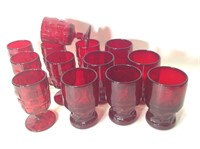 7 Ruby Goblets & 6 Tumblers
