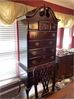 QUEEN ANNE HIGHBOY DRESSER W CONTENTS