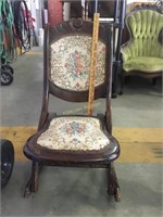 Vintage wooden, foldable rocking chair