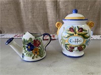 Ceramic Watering Pitcher and a coffee canister