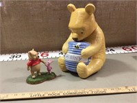 Winnie the Pooh cookie jar and figurines