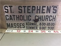 Steel St. Stephen’s Catholic Church sign