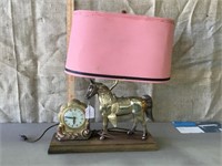Horse lamp with clock