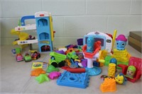 Fisher Price Garage with Cars & Play Dough Items