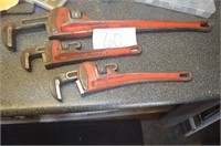 2 12 INCH RIGID PIPE WRENCHES, 1 EXTRA NO NAME