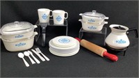 Vintage Toy Kitchen Lot Including Play Corning