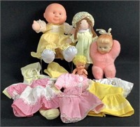 Lot of 4 Dolls & Doll Clothes