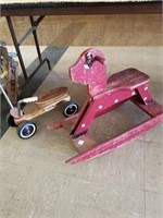 CHILDS RADIO FLYER TRIKE & PAINTED ROCKING DOG