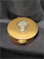 Snuff Box Brass with Cross Vintage