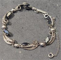 Hematite Filigree Sorento Silver Bracelet VTG