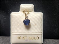 Gold 10kt Heart Sapphire Pendant