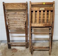 2 Vintage Wood Folding Chairs