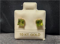 Gold 10kt Peridot August Earrings
