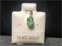 White Gold 14kt Oval Emerald Pendant